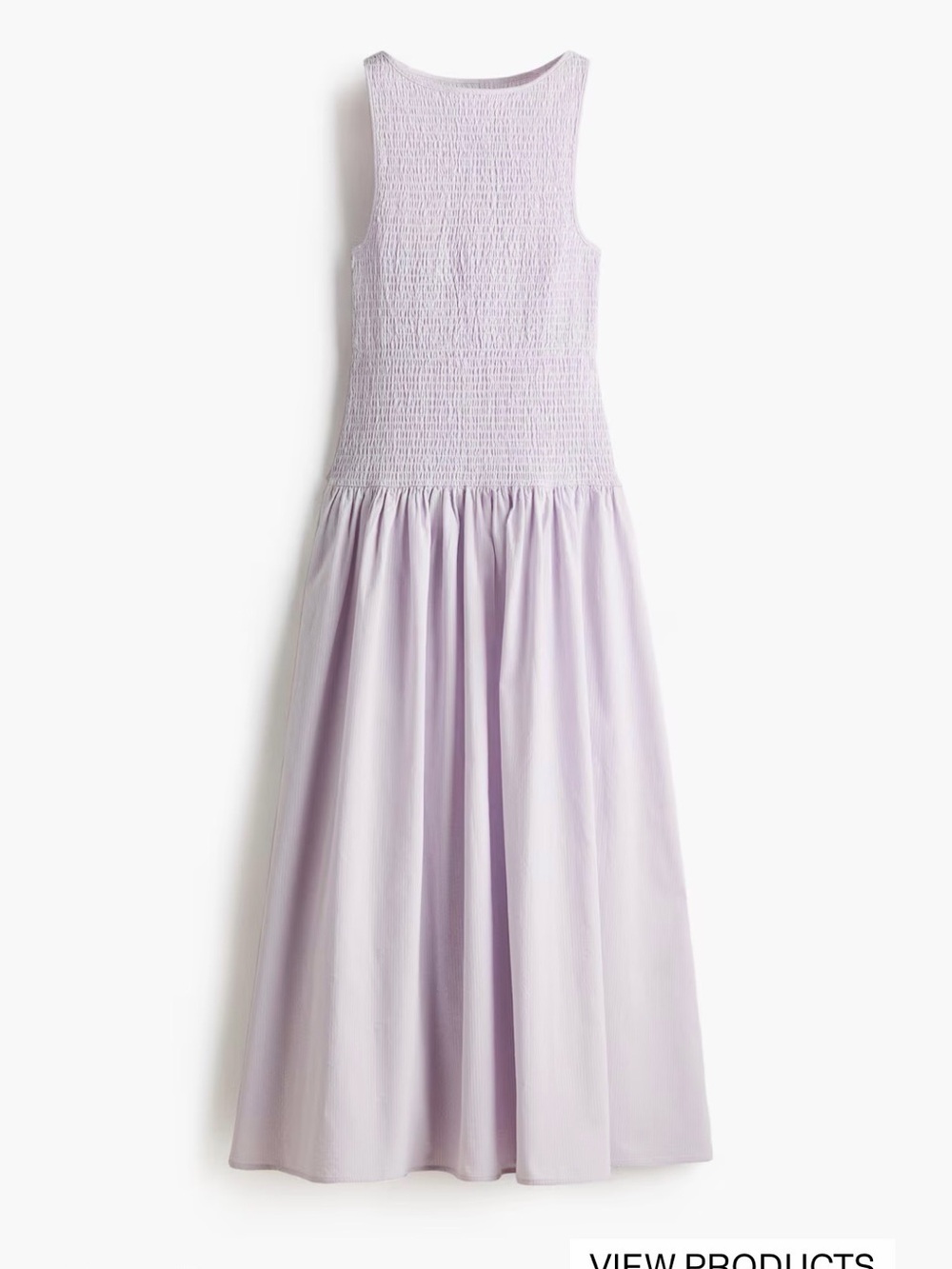H&M SMOCKED SEERSUCKER DRESS Light purple, Size M, NWT